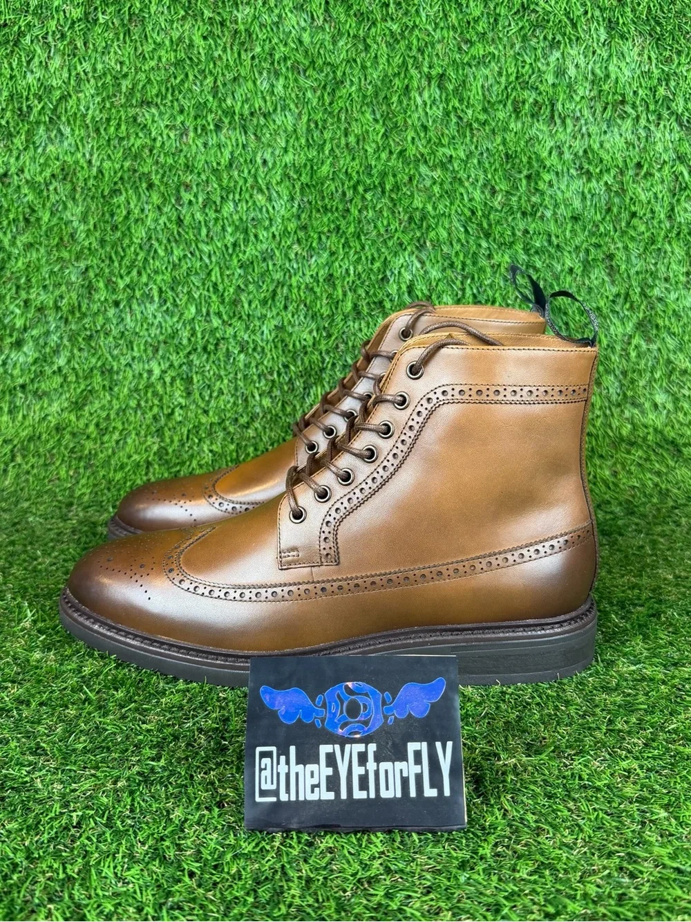 NEW Polo Ralph Lauren Asher Wingtip Brown Preppy Leather Boots Men’s Size 7.5